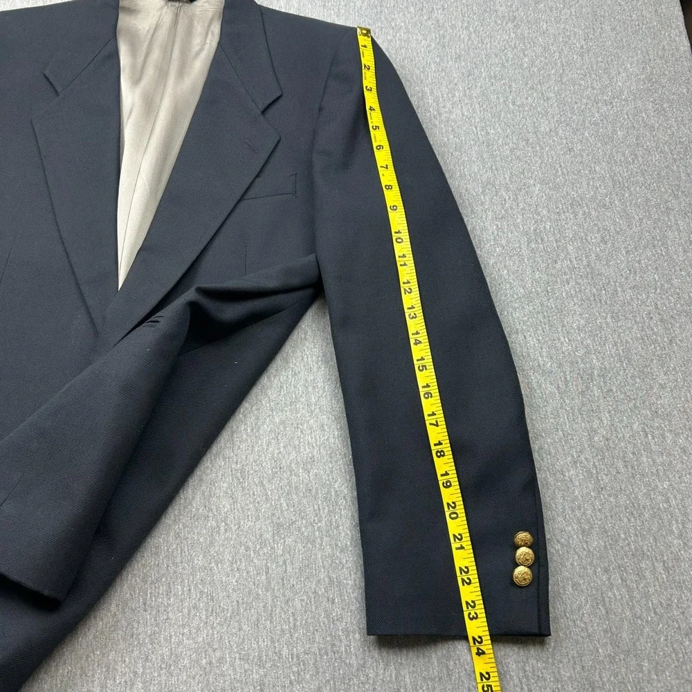 Givenchy Two Button Blazer Mens 42 Navy Blue Ventless Gold Buttons USA *HOLE*